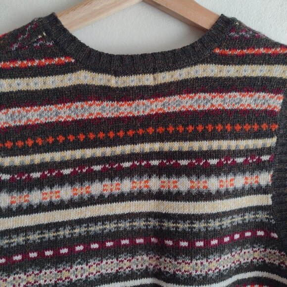 Vintage 90s Fair Isle Wool Sweater Vest M Multicolor Striped V-neck by Limited - Picture 9 of 10